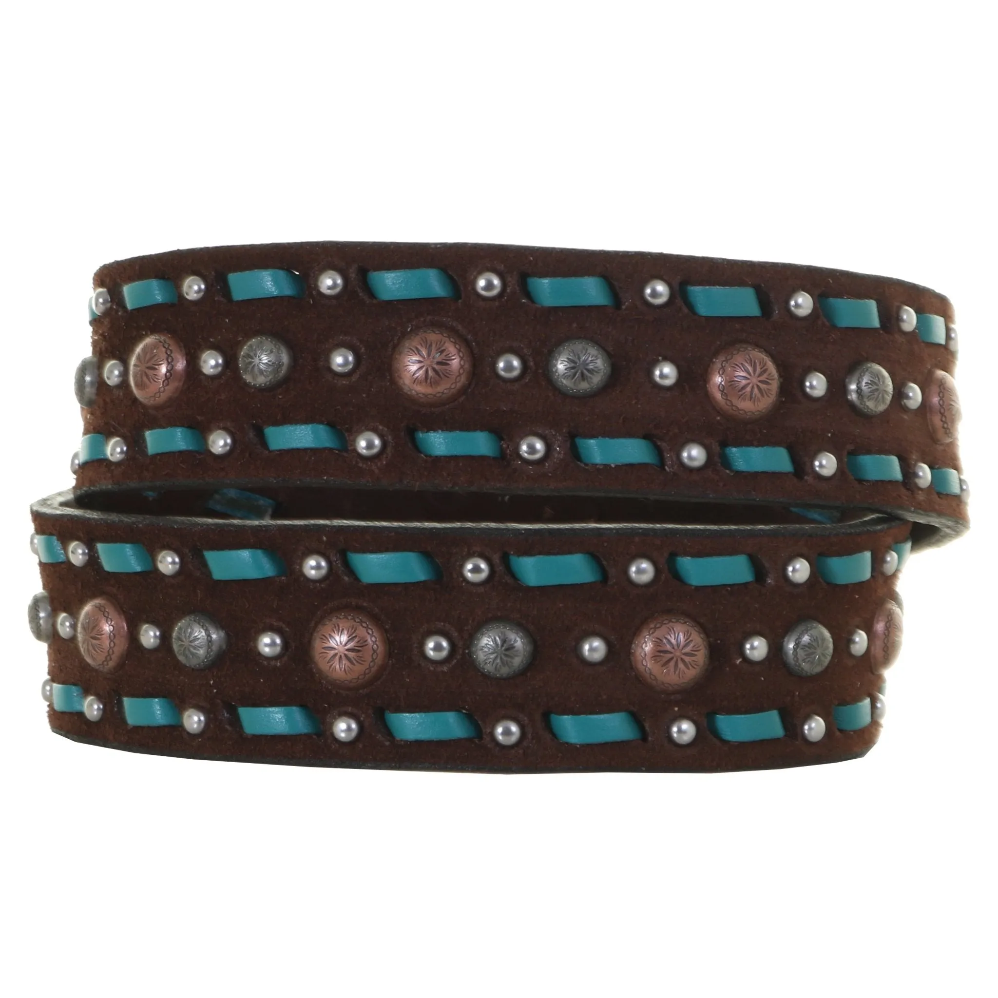 B1129 - Brown Rough Out Buck Stitched Leather Belt