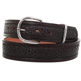 B621 - Brown Basket Weave Tooled Belt