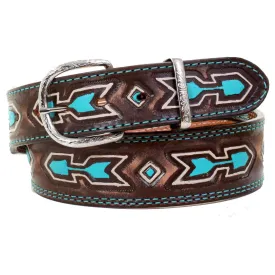 B987 - Brown Vintage Tooled Belt