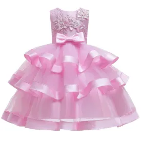 Baby Girl 2-12Y Pink Cake Wedding Dress