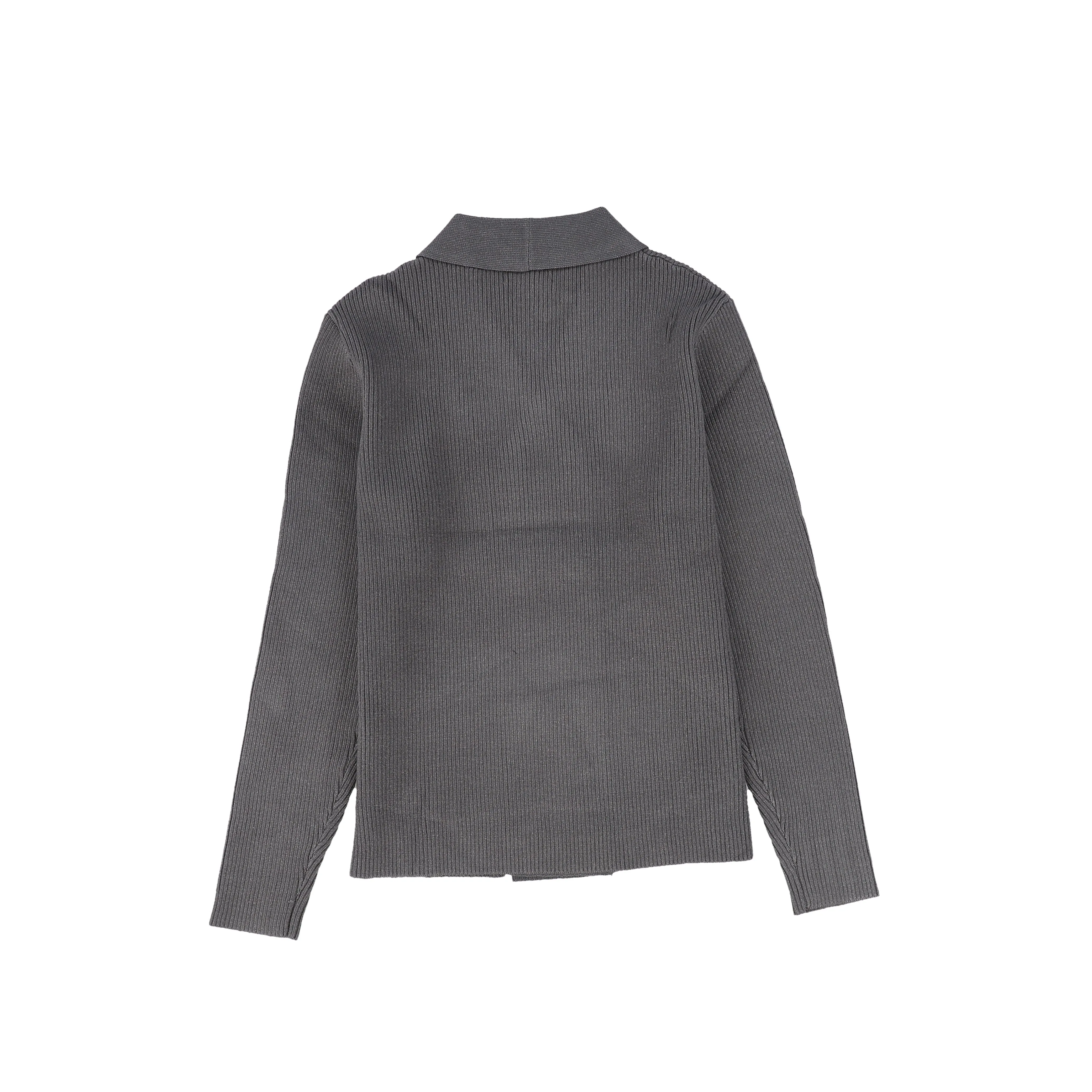 BAMBOO CHARCOAL RIBBED KNIT DOUBLE BREASTED BLAZER