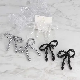 Beaded Bowknot Clip On Earrings