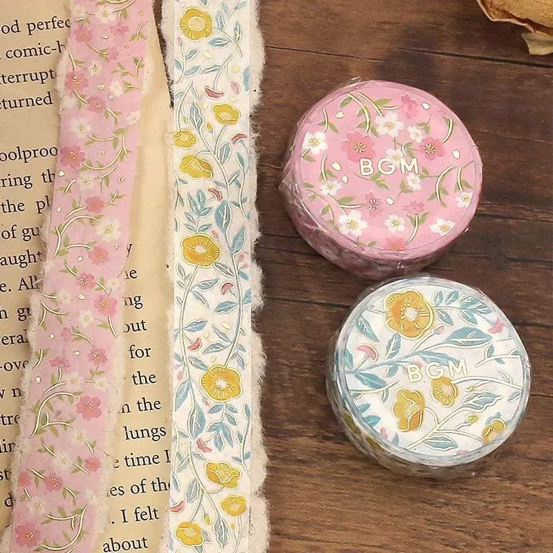 BGM Foil Stamping Masking Tape: Flower Pattern - Sasanqua Flower