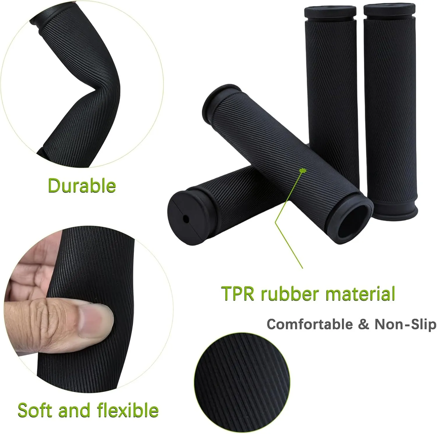 Bike Handlebar Grips 2 Pairs Comfortable Anti-Slip Rubber Mountain Bicycle Handle Grips for MTB BMX