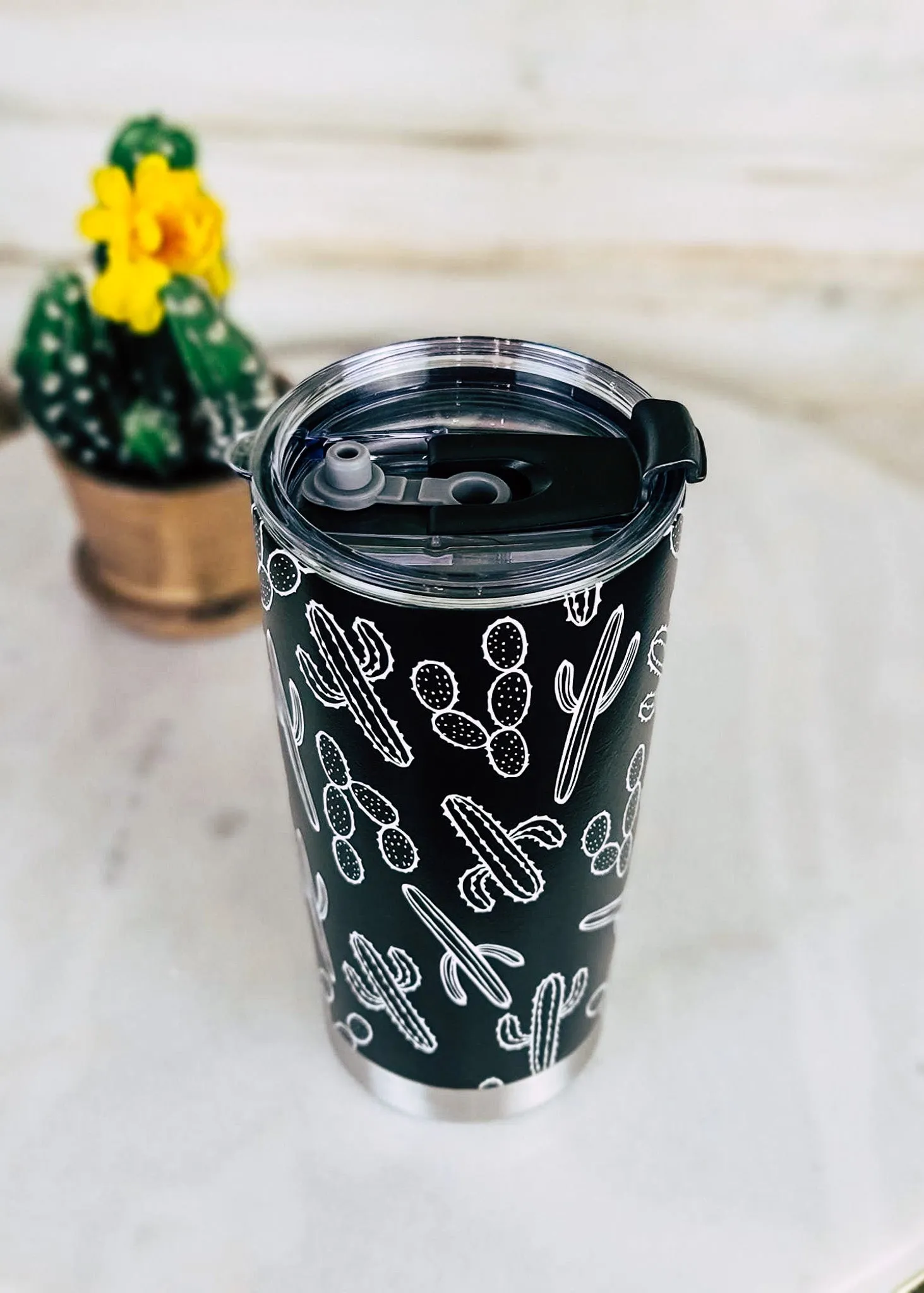 Black & White Cactus Tumbler
