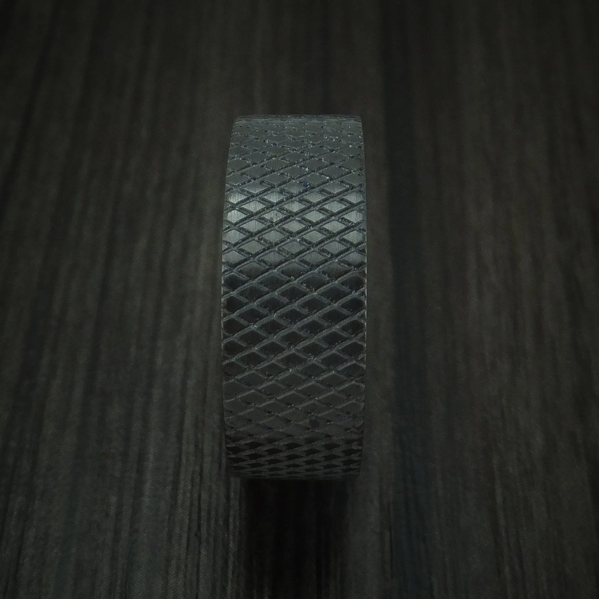 Black Titanium Knurl Men's Ring with Wood Sleeve Custom Made