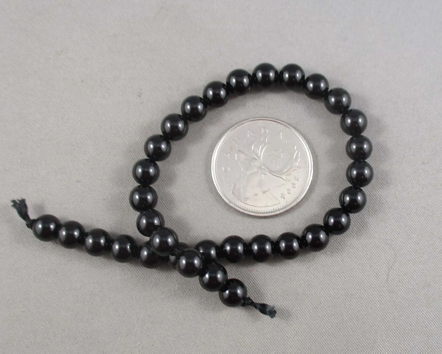 Black Tourmaline Bead Strand Round Various Sizes