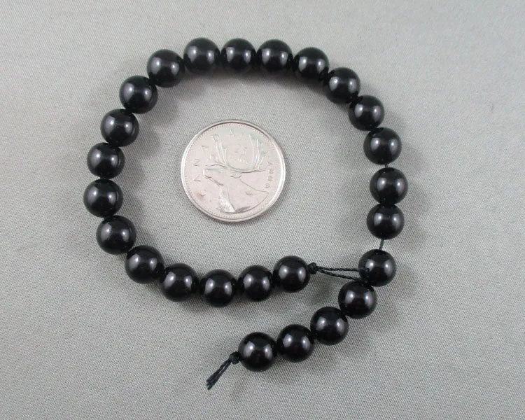 Black Tourmaline Bead Strand Round Various Sizes