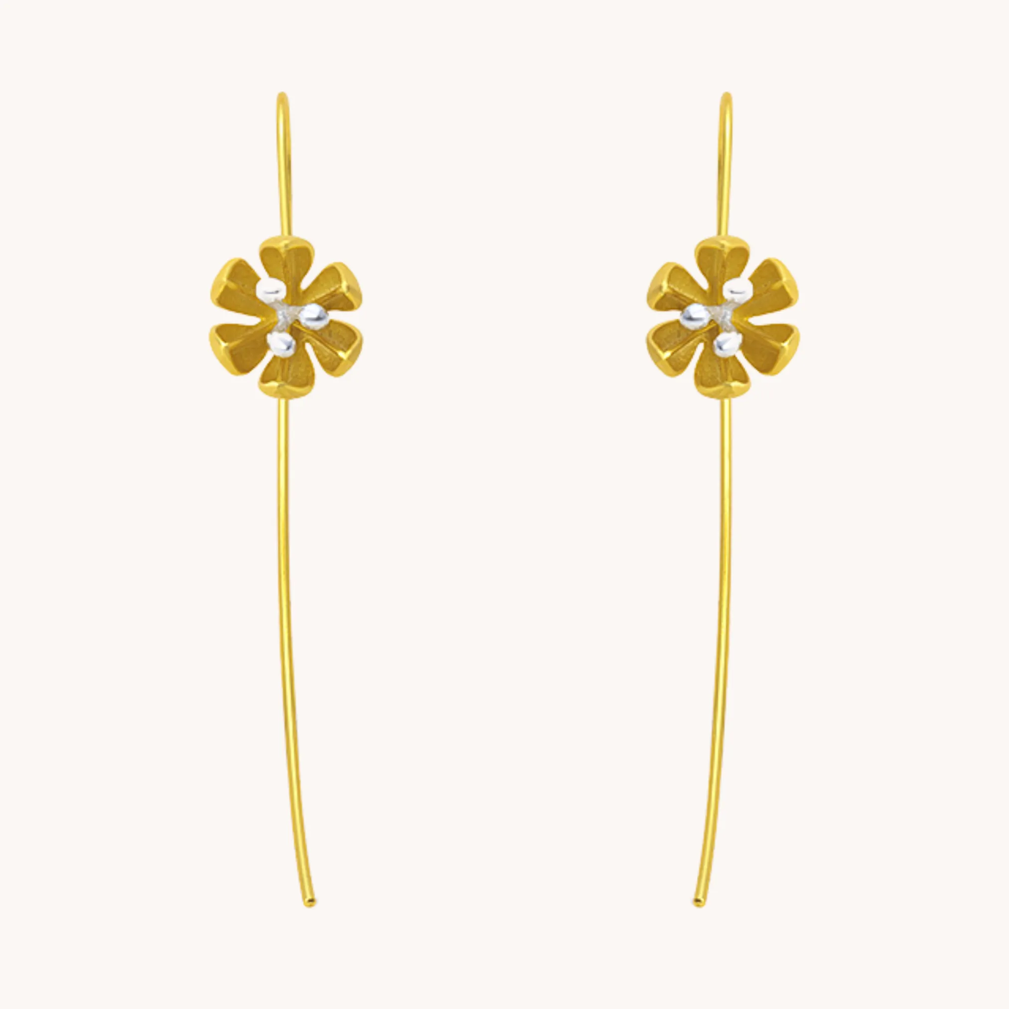 Blossoming Bud Gold Drop Earrings W.