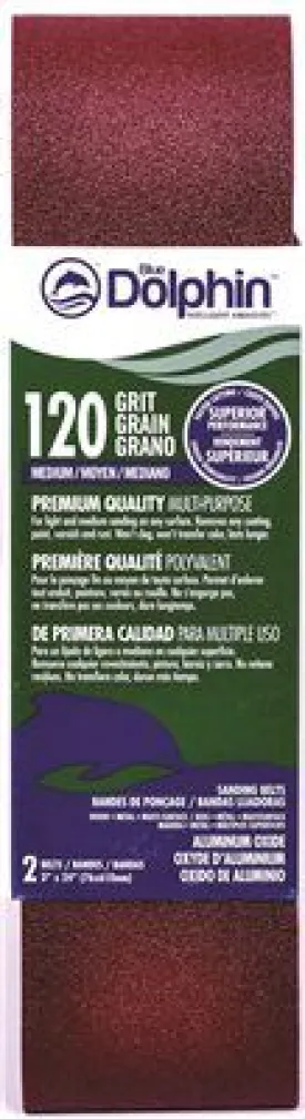 Blue Dolphin Aluminum Oxide Sandpaper Belts' 3 In. X 24 In.' 120 Grit' 2 Pack