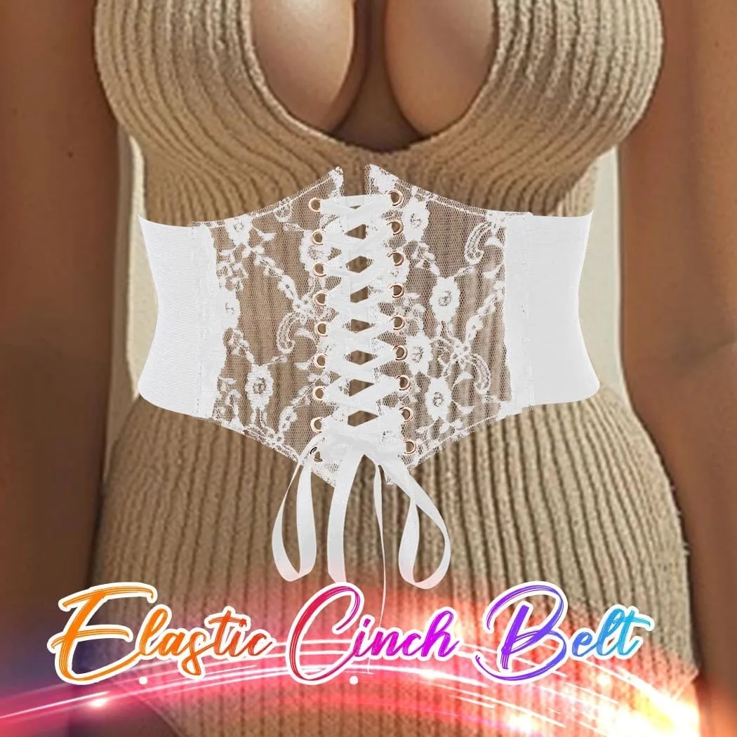 BODIY Women Lace Corset Belts Elastic Cinch Belt Tied Waspie Wide Waist Bustiers for Dress