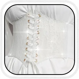 BODIY Women Lace Corset Belts Elastic Cinch Belt Tied Waspie Wide Waist Bustiers for Dress