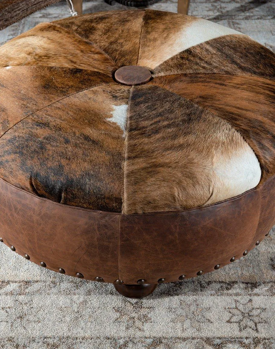 Brindle Cowhide & Leather Ottoman
