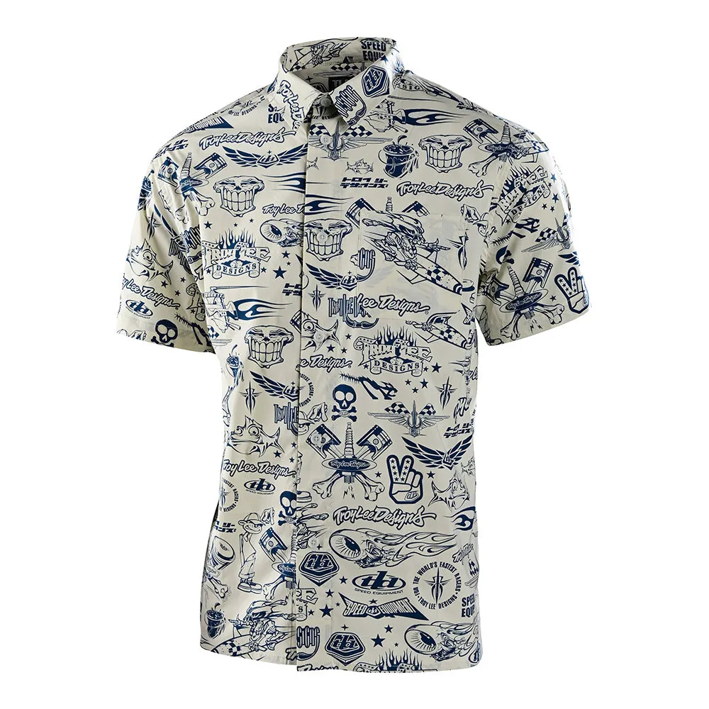 Button Up Short Sleeve Shirt Happy Hour Natural / Navy