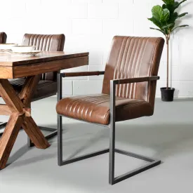 Caleb - Classic Vintage-Style Brown Leather Industrial Armchair