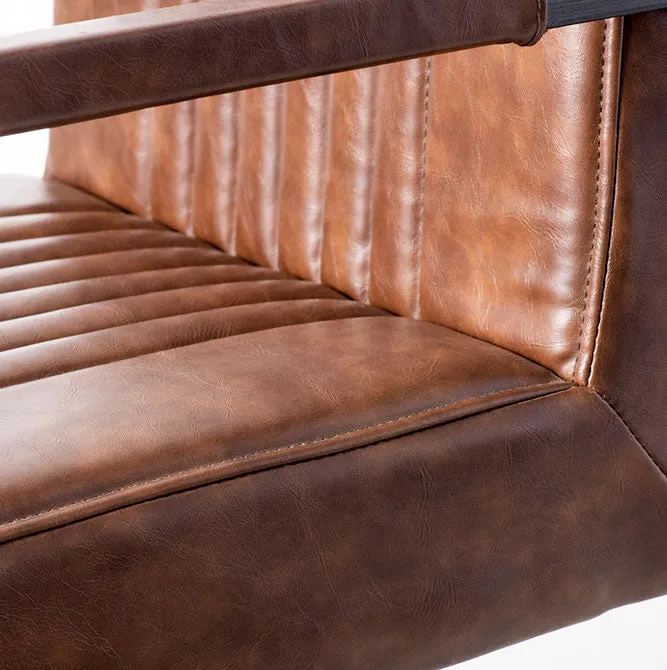 Caleb - Classic Vintage-Style Brown Leather Industrial Armchair