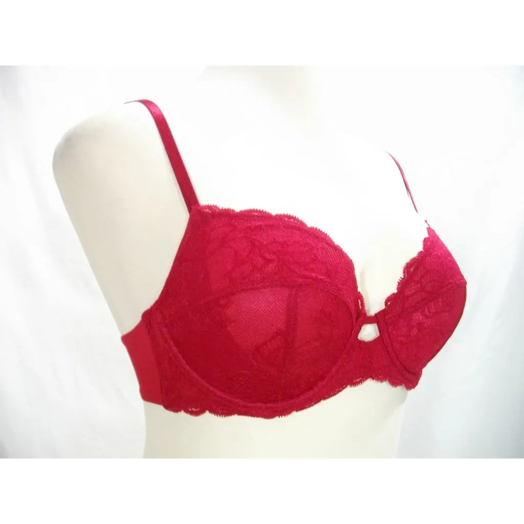 Calvin Klein QF1741 Seductive Comfort With Lace Full Coverage UW Bra 40B & QF1199 Seductive Comfort Thong LARGE Cranberry NWT