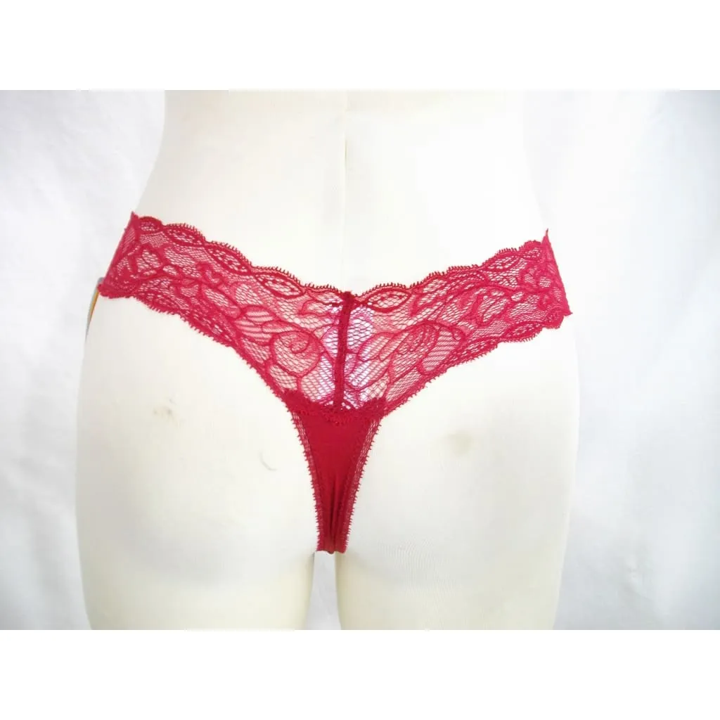 Calvin Klein QF1741 Seductive Comfort With Lace Full Coverage UW Bra 40B & QF1199 Seductive Comfort Thong LARGE Cranberry NWT