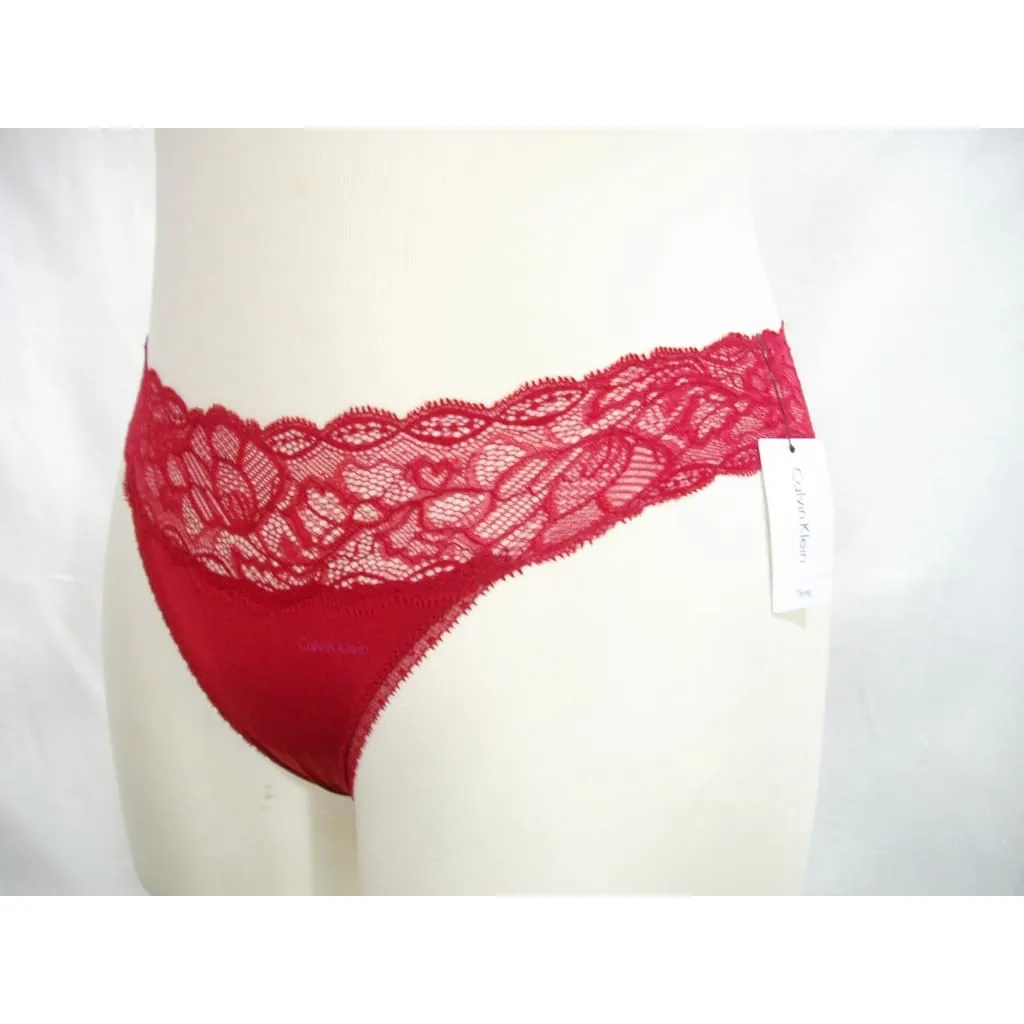 Calvin Klein QF1741 Seductive Comfort With Lace Full Coverage UW Bra 40B & QF1199 Seductive Comfort Thong LARGE Cranberry NWT