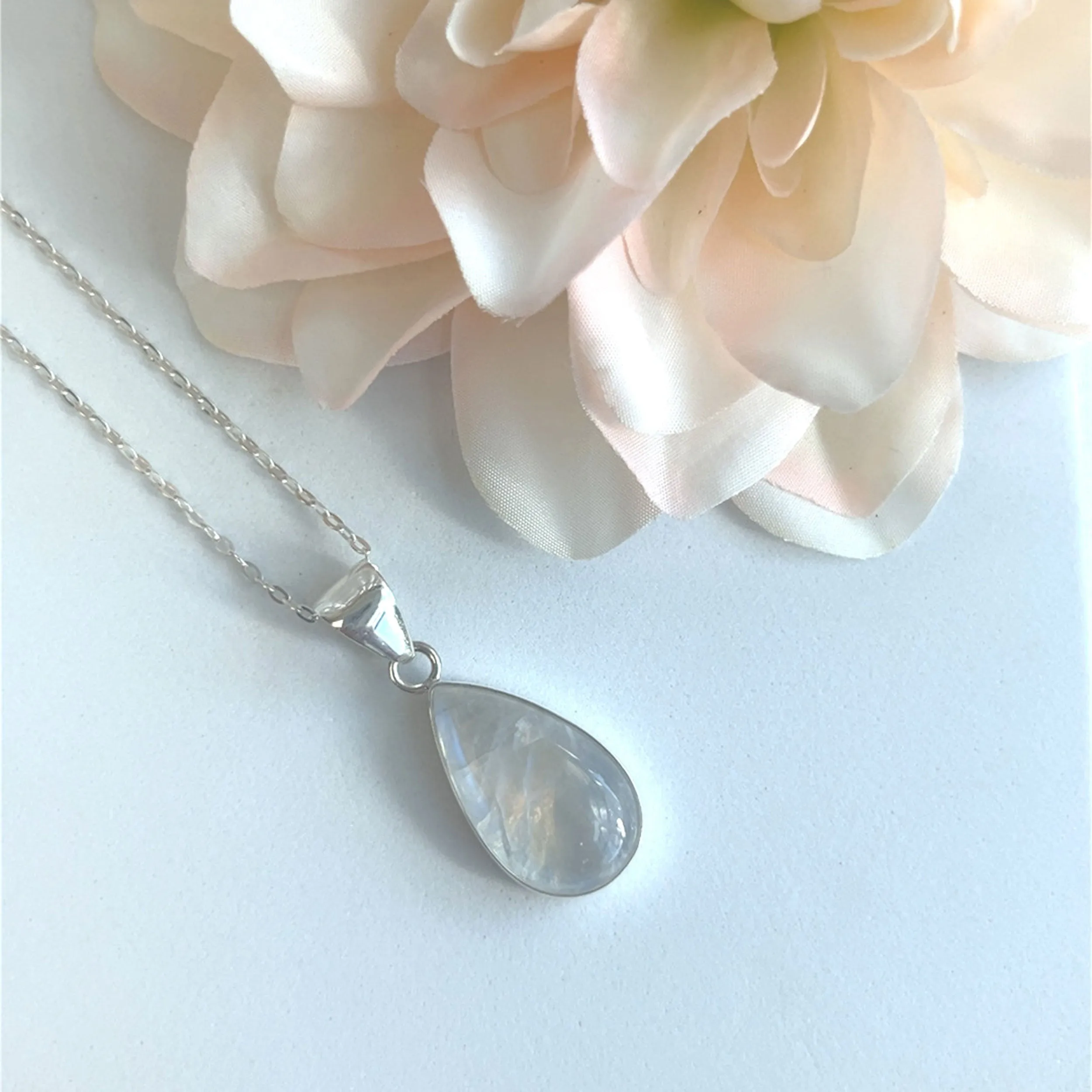 Charles Albert Silver - Rainbow Moonstone Pendant