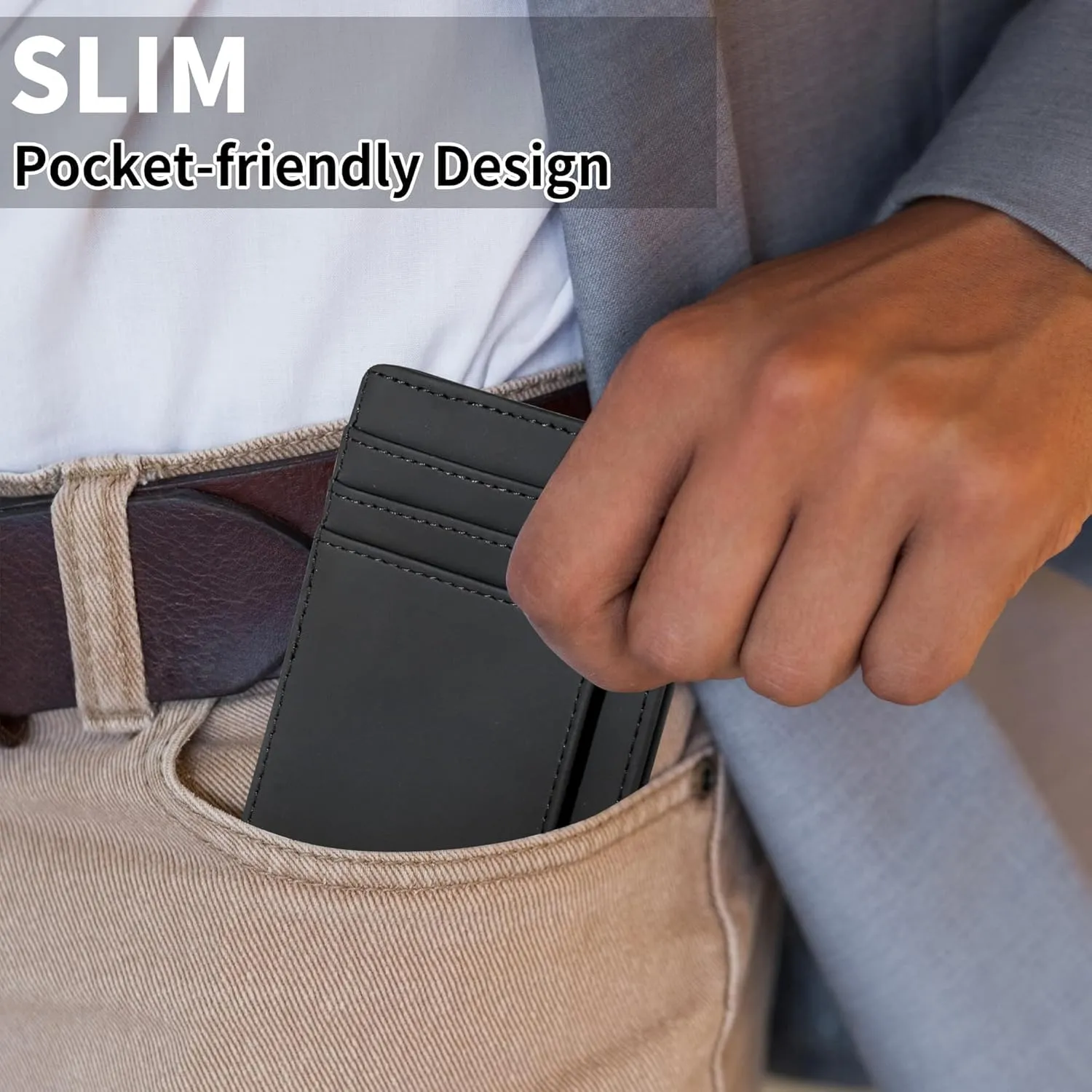 Chelmon Slim Wallet for Men, Minimalist Front Pocket RFID Blocking Credit Card Holder