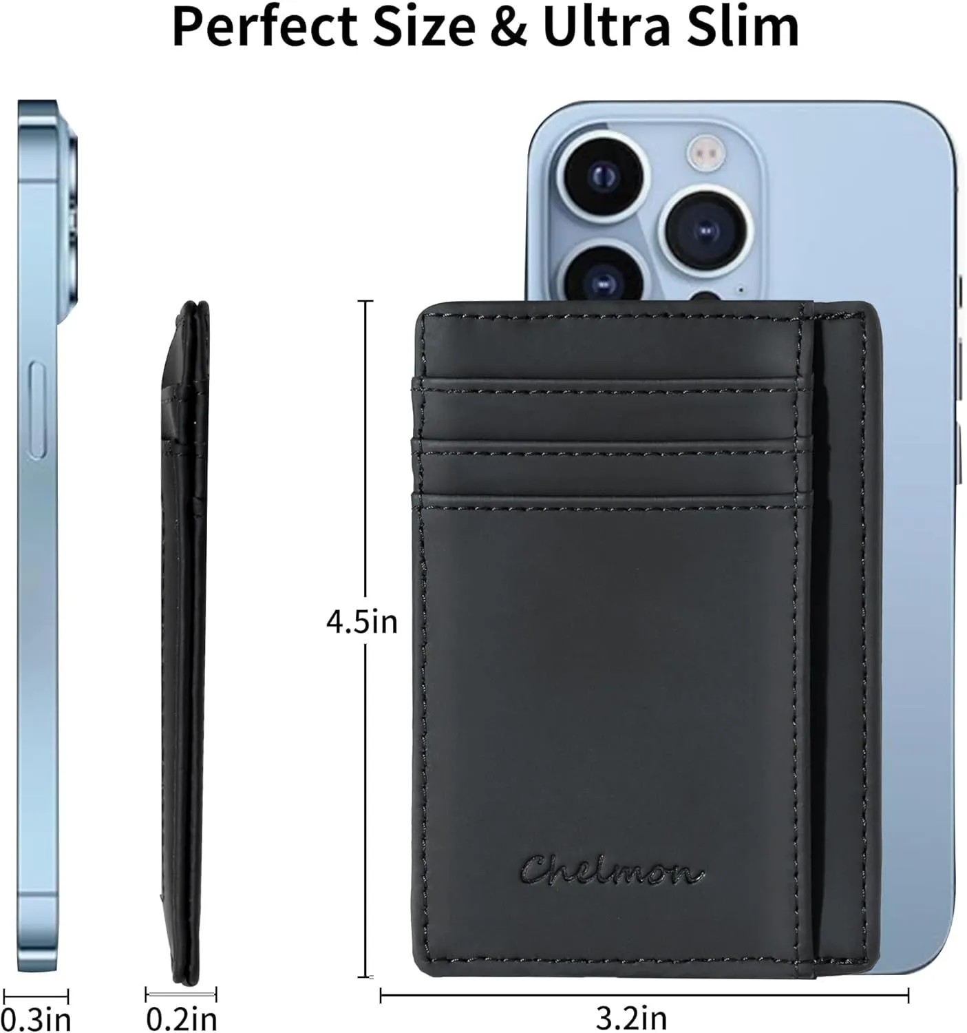 Chelmon Slim Wallet for Men, Minimalist Front Pocket RFID Blocking Credit Card Holder
