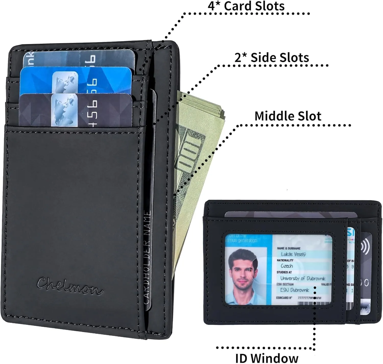 Chelmon Slim Wallet for Men, Minimalist Front Pocket RFID Blocking Credit Card Holder
