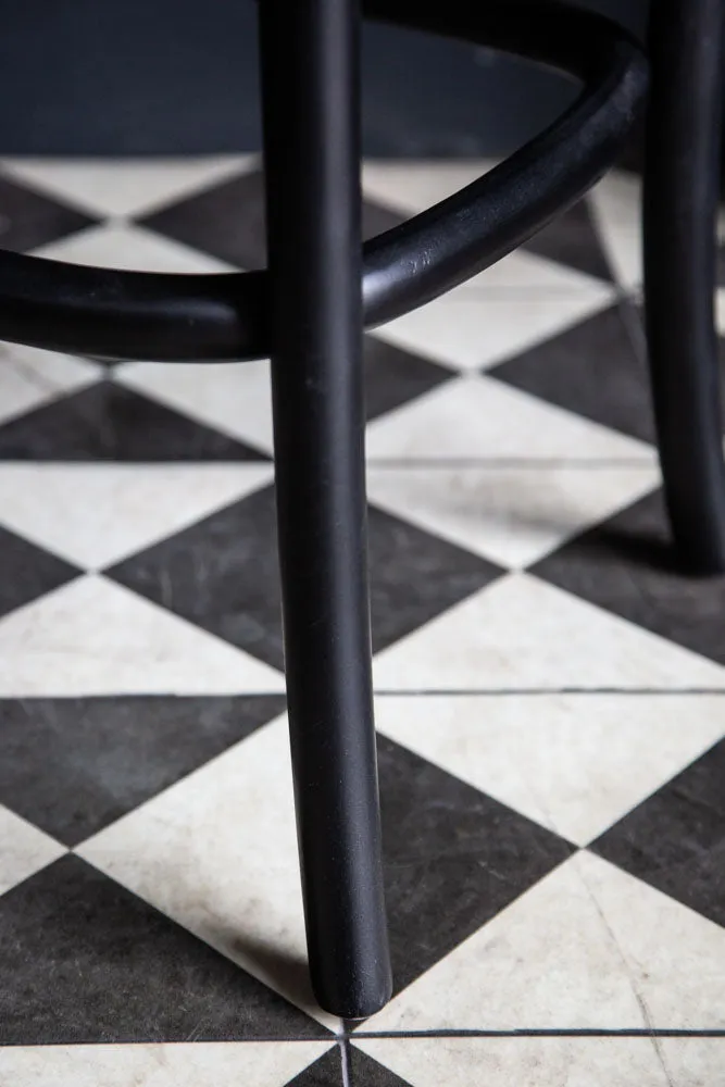 Chez Pitou Black Wood & Woven Cane Bar Stool