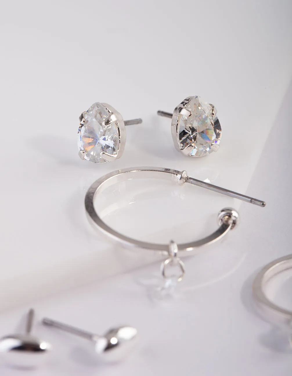Classic Cubic Zirconia Silver Earring 3 Pack