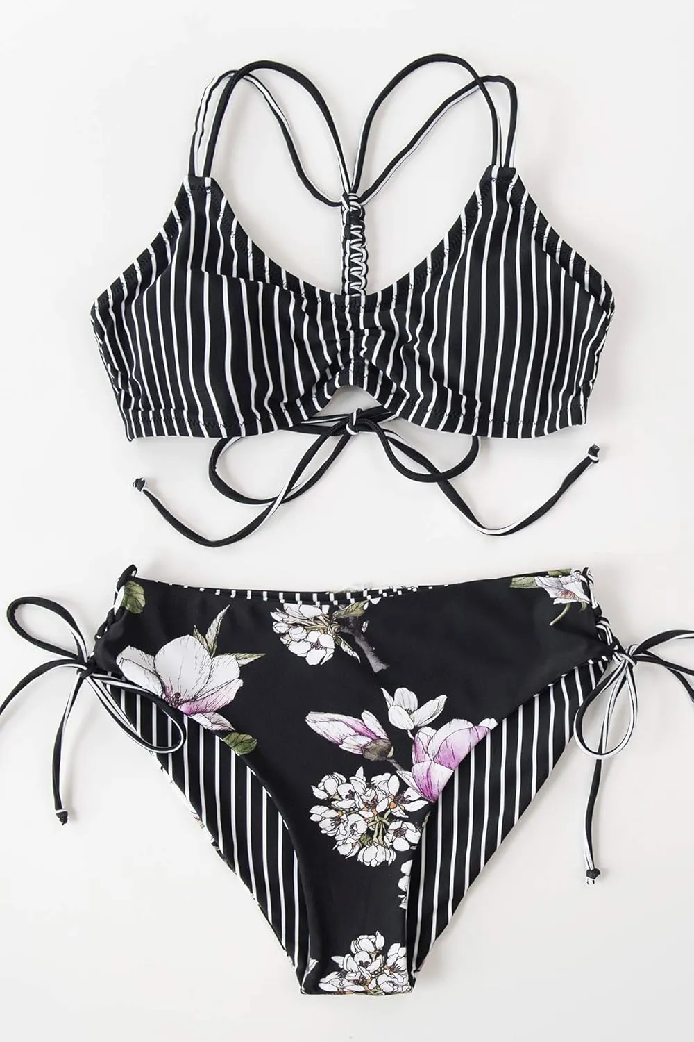 CUPSHE Women's 2 Piece Bikini Set Back Braided Straps with Reversible Bottom