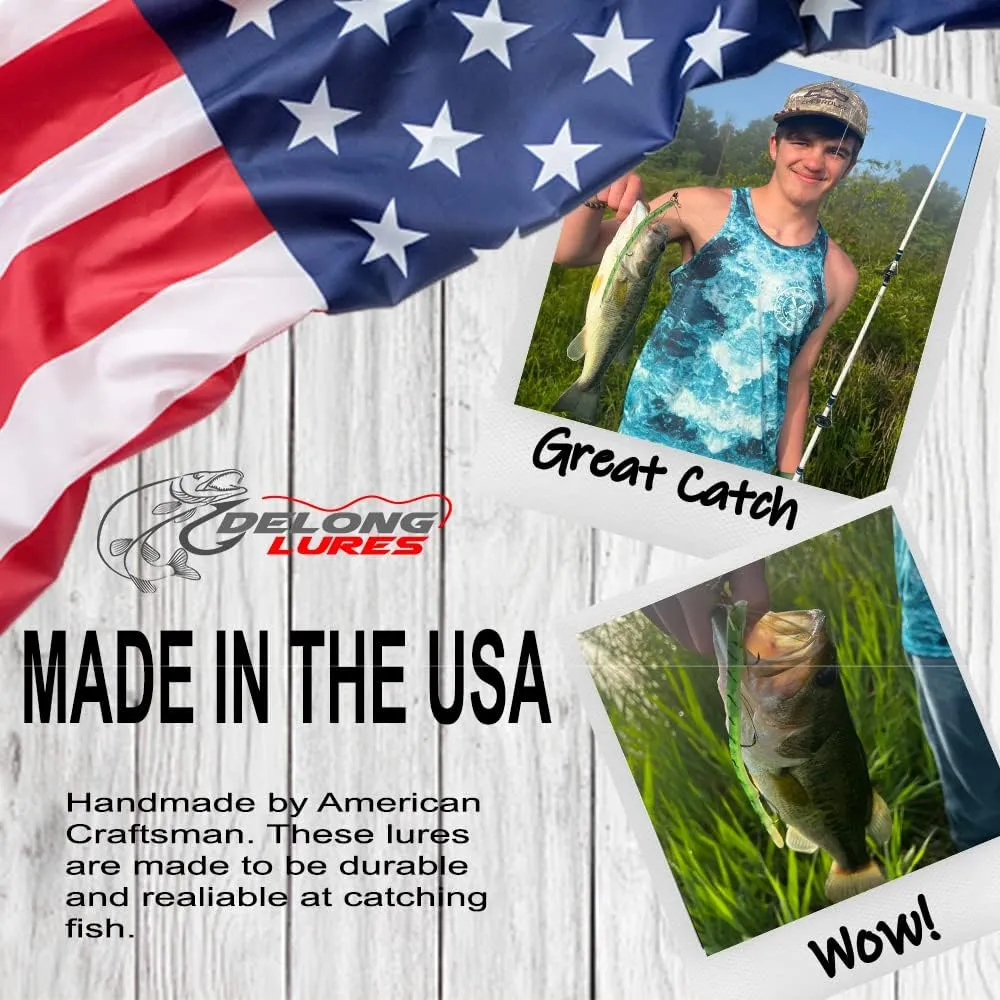 DELONG LURES: Weedless Fishing Lures 9" Pre-Rigged Fishing Worms - Weedless Bass Fishing Lures, Prerigged Soft Plastic Worm Fishing Lures for Bass, Pike, Bass Lures Baits Tackle