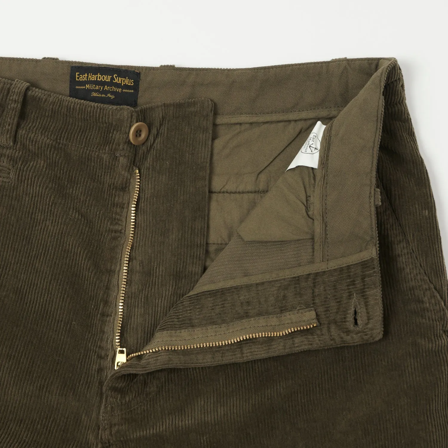 Mens Green Axel 101 Corduroy Trousers by East Harbour Surplus - Stylish & Comfortable