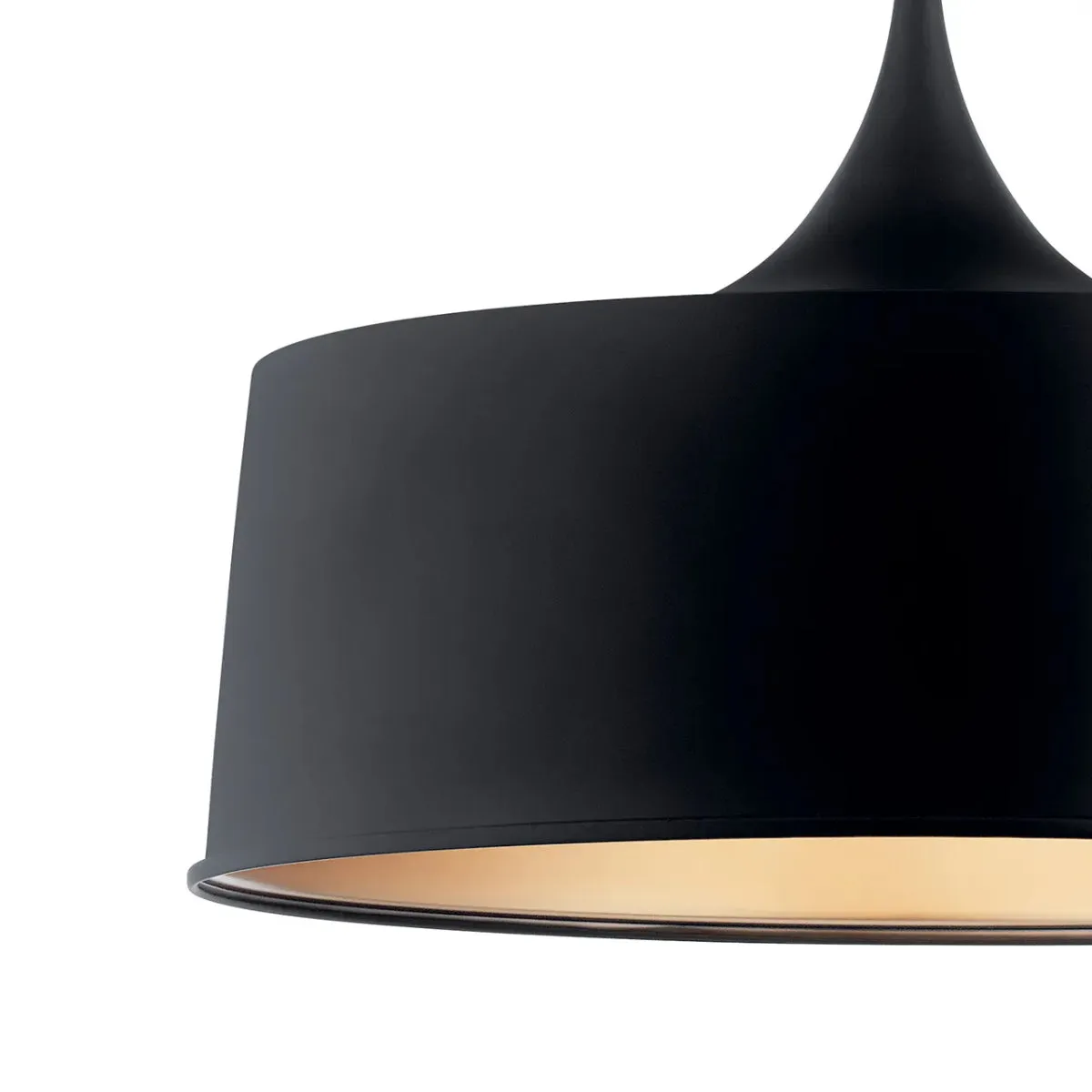 Elias 24" 1-Light Convertible Pendant Light with Metal Dome Shade, Black Finish