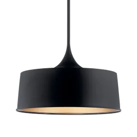 Elias 24" 1-Light Convertible Pendant Light with Metal Dome Shade, Black Finish
