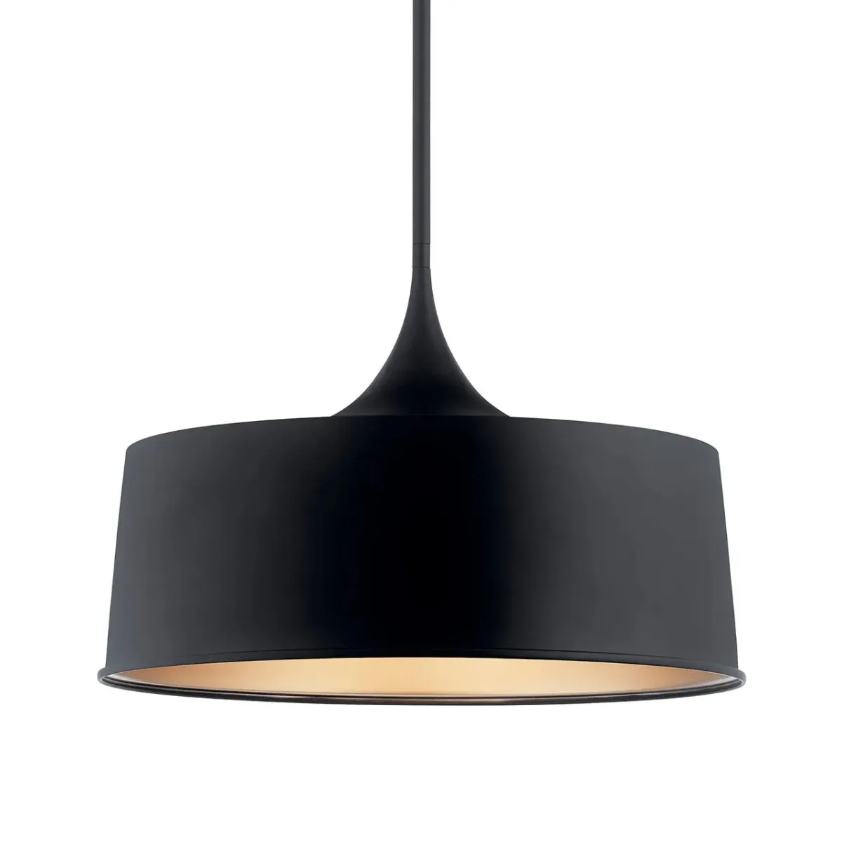 Elias 24" 1-Light Convertible Pendant Light with Metal Dome Shade, Black Finish