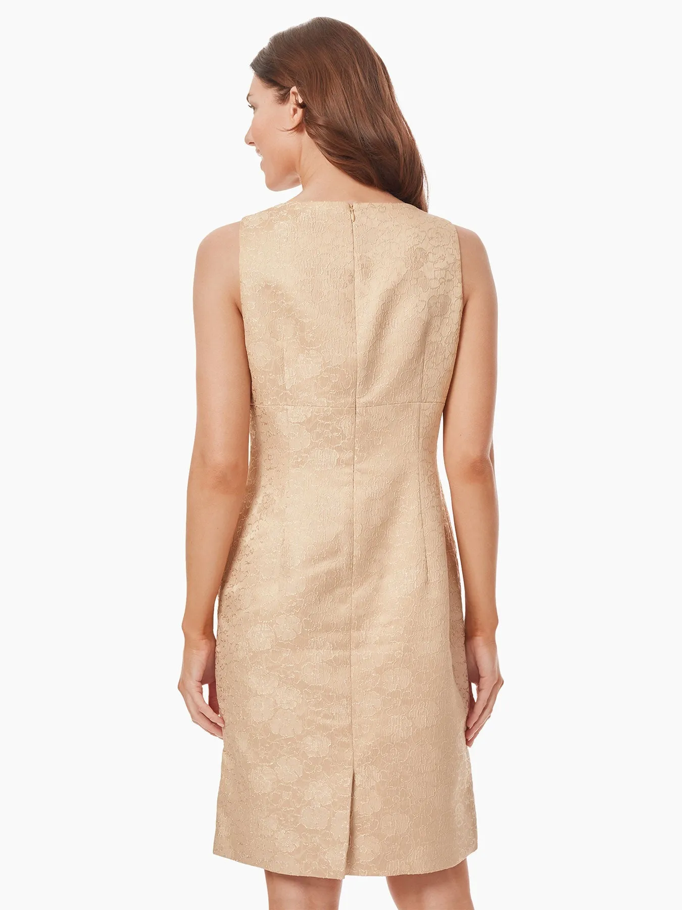 Empire Waist Jacquard Sheath Dress