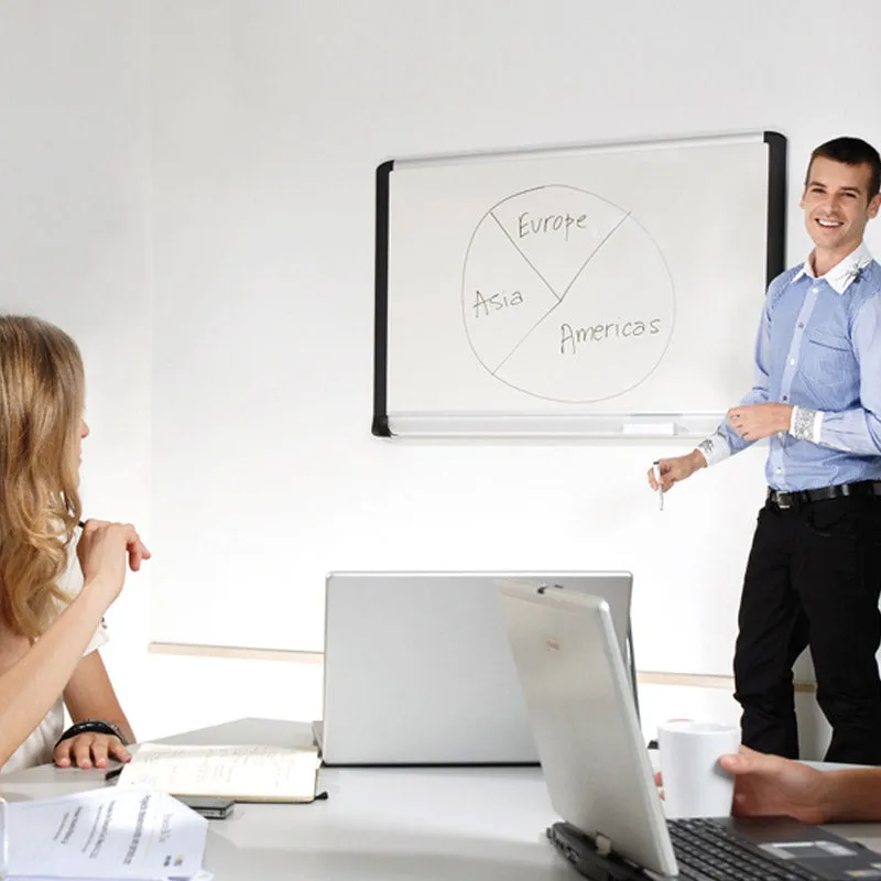 Euro Porcelain Magnetic Whiteboards, Aluminum & Black