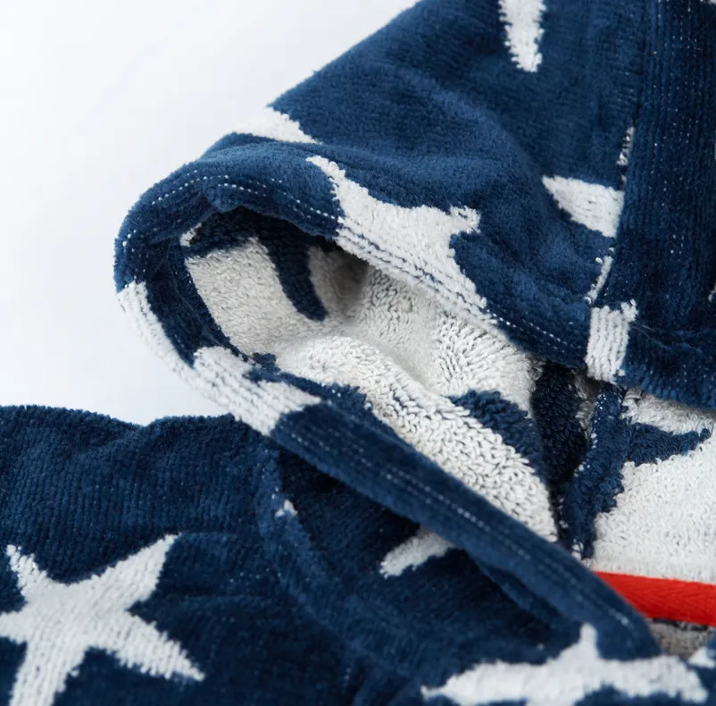 Frugi Havana Hooded Towel - Soft Navy/Starfish