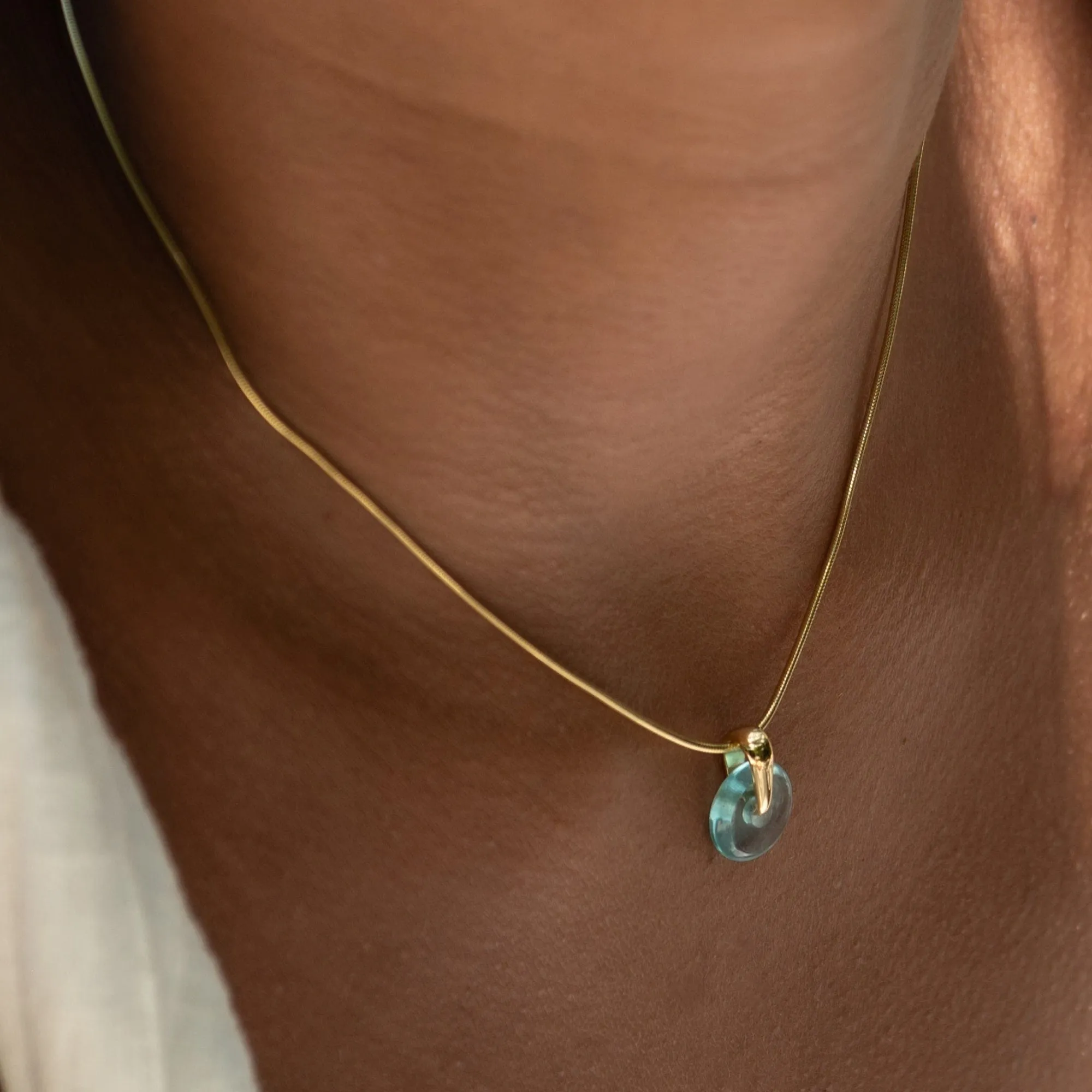 Gold Plated Turquoise Spinning Disc Necklace