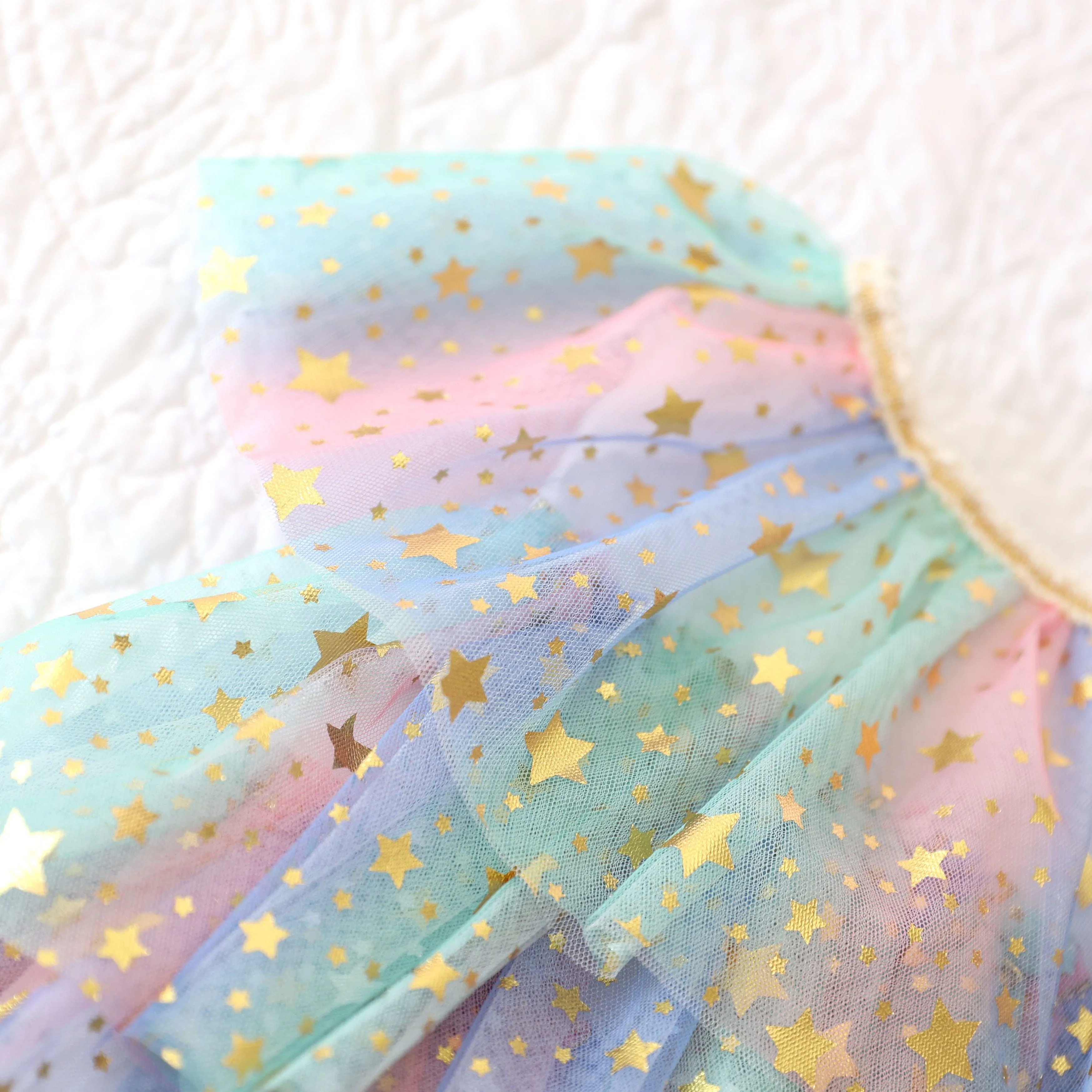 Golden Stars Tulle Dress (Size Up)
