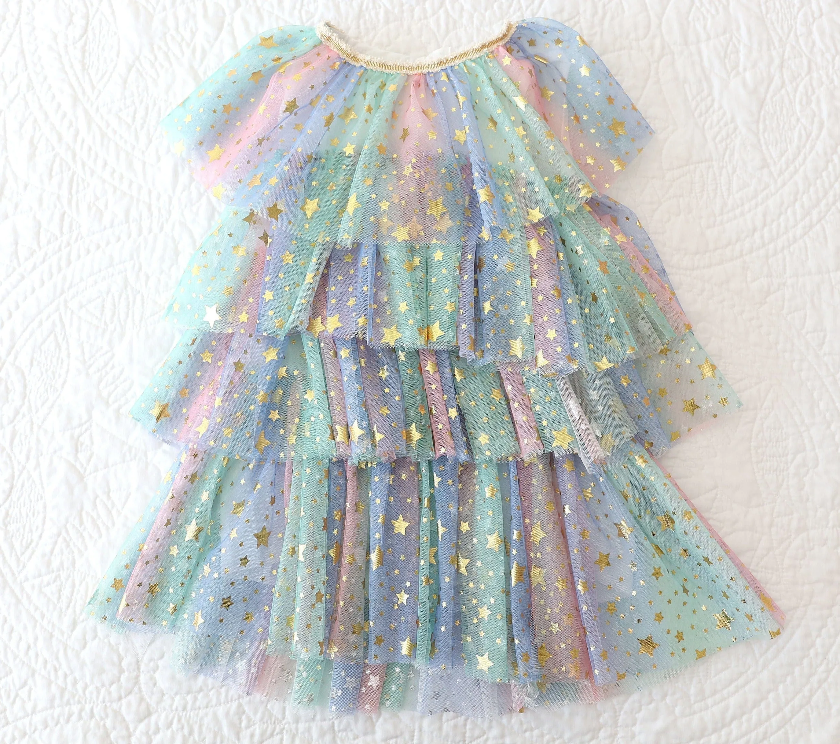 Golden Stars Tulle Dress (Size Up)