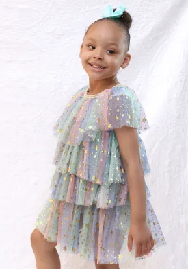Golden Stars Tulle Dress (Size Up)