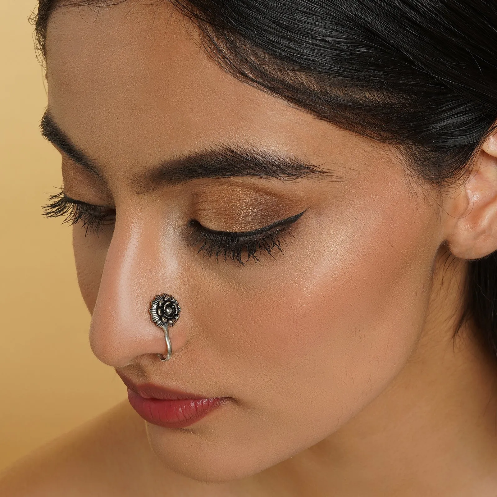 Gul Silver Oxidised Nose Pin