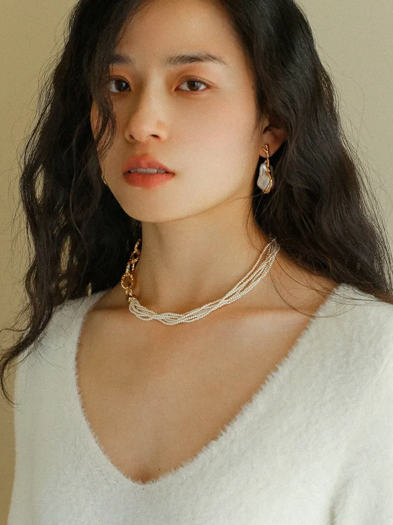 Hooked Branch Baroque Pearl Stud Earrings