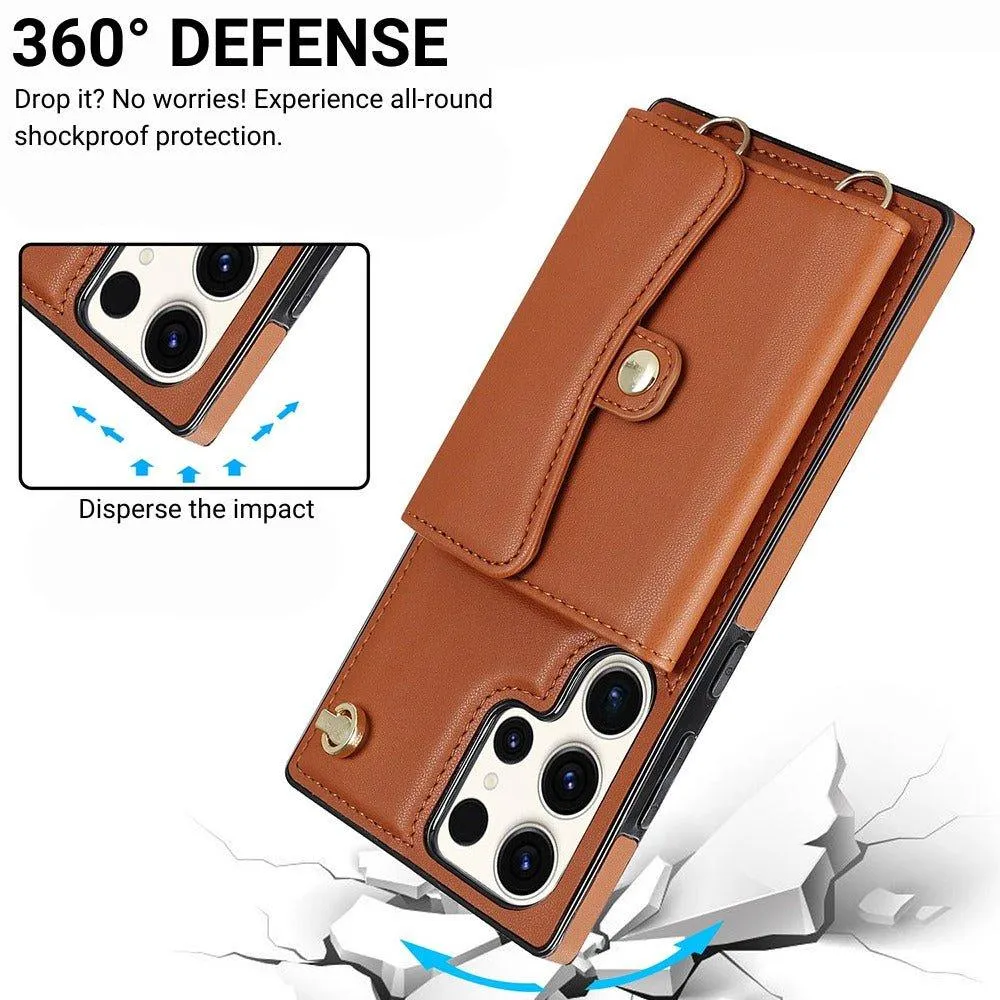 Impero Leather Wallet Galaxy Case With Lanyard