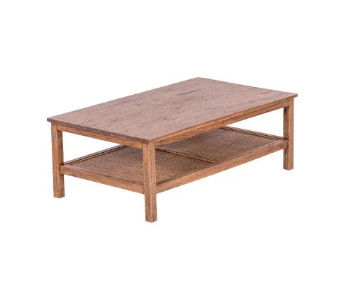 Jasmine Coffee Table 110cm Mindi Timber Wood Rattan Weave - Brown