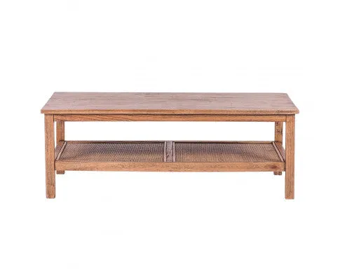 Jasmine Coffee Table 110cm Mindi Timber Wood Rattan Weave - Brown