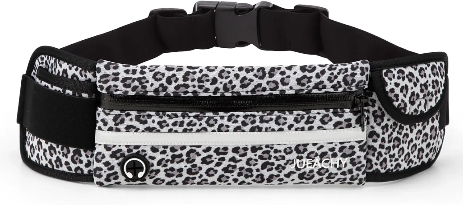 Jueachy Running Belts for Women Waterproof Fanny Pack Running Waist Pouch Phone holder Adjustable Sports Money Belt with Headphone Port