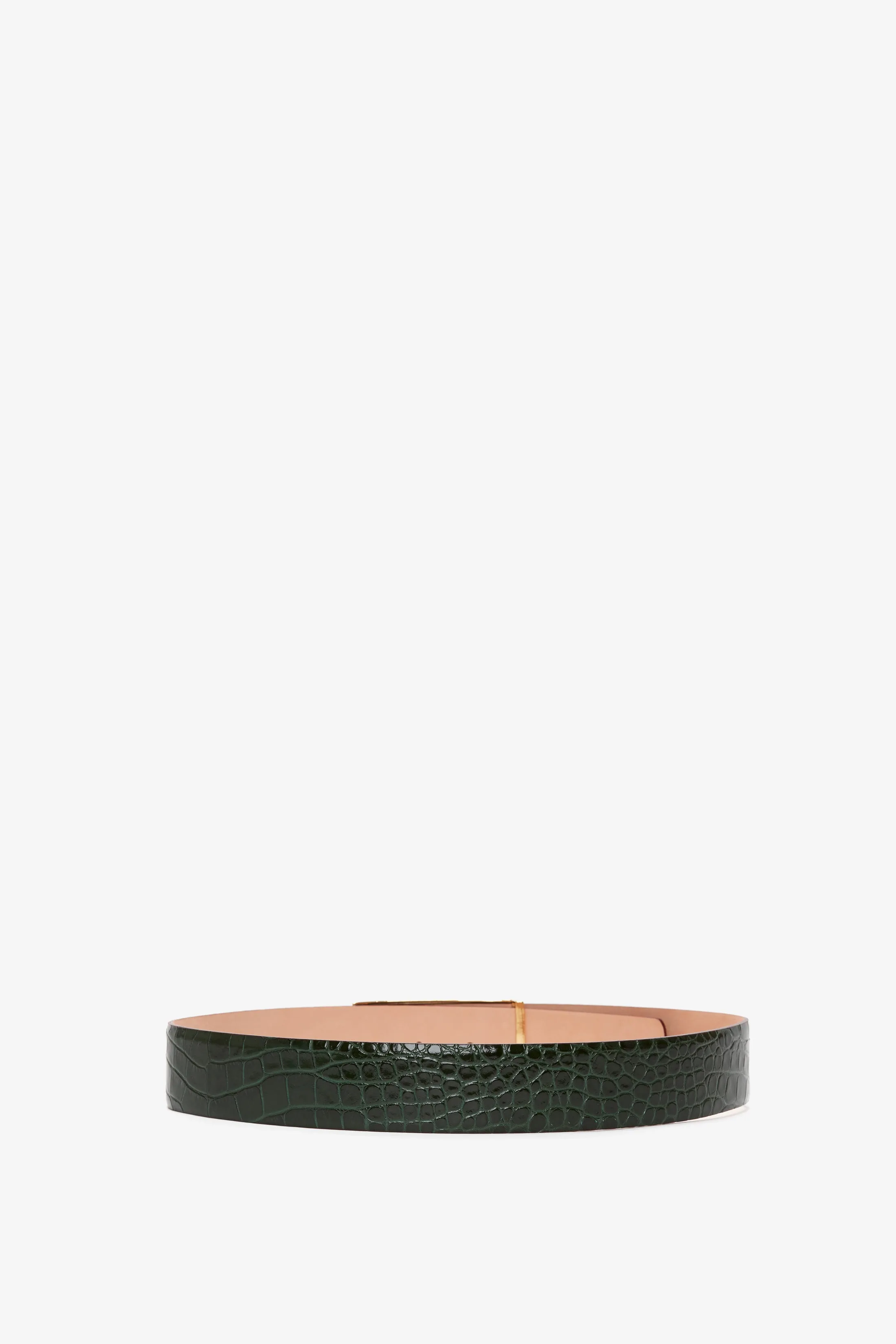 Jumbo Frame Belt In Dark Forest Croc Embossed Leather