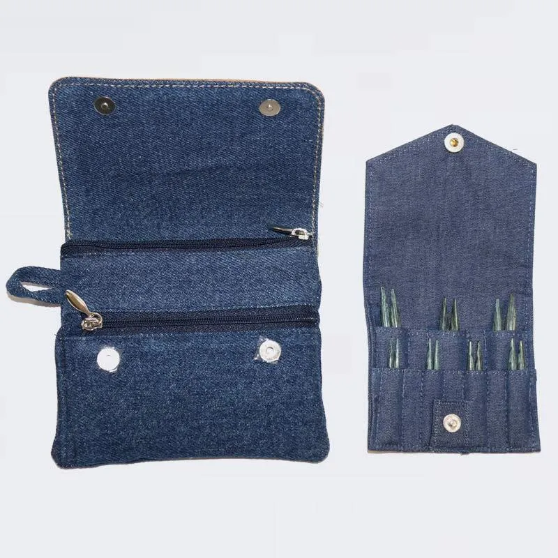KnitPro Indigo Wood “Mini” Interchangeable Needle Set - 50 mm (20645) , needle tips 5 cm long 3.0, 3.5, 4.0, 4.5, 5.0, 5.5 and 6.0 mm